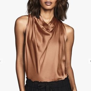 Reiss Lita Silk Drape Neck Top